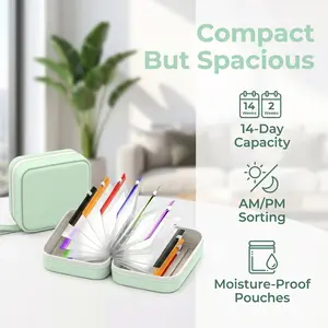 Waterproof Pill Pouch Set, Large Weekly Pill Organizer with 14 Color-Coded Medicine Pouches, Reusable Travel Medicine Organizer, Zippered Pill Storage-YY1