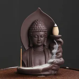 Backflow Incense Burner, 1 Count Auspicious Clouds Buddha Design Incense Burner Holder, Home Fragrance Holder for Living Room Bedroom Office, Scent