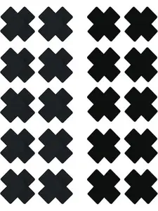 One-time-use X-shaped plus sign cross adhesive satin breast pads, 10 pairs in black. Featuring a breathable cross structure for a refreshing, non-stuffy feel even with prolonged wear.