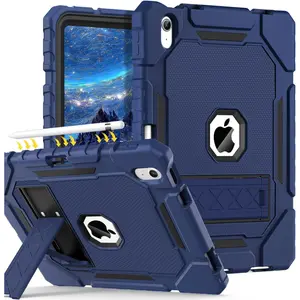 iPad A16 Case 11th Generation 11 inch 2025 / iPad 10th Generation Case 10.9 inch 2022, Heavy Duty Military Grade Shockproof Cover with Pencil Holder for i Pad 11/10 Gen (Navy Blue)
