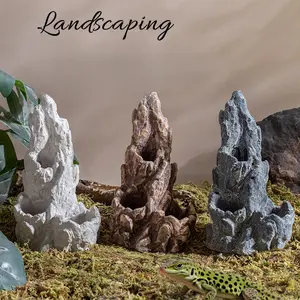 Reptile terrarium decoration, artificial rocks, climbing trees, bearded dragon lizards, horned geckos, snakes, exotic pet enclosure decor, faux stone hideaways