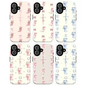 "Walk By Faith" Christian Cowgirl Phone Case Collection – Cute Coquette Pink Bows & Cowboy Boots, Bible Verse Quote, Southern Country Vibe, Faith Art  Cover for iPhone 17 Pro Max 16 15 14 Plus & Samsung Galaxy S25 S24 S23 S22 S21 Ultra