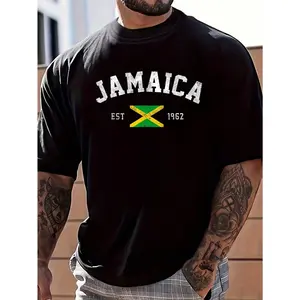 100% Cotton Jamaica Est. 1962 Jamaican Flag Independence Day T-Shirt Women's Men's Fashion Printing Tshirt Graphic Tee Causal Tops