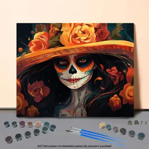 Day Of The Dead Teenager Pattern DIY Painting Set, 1 Set DIY Painting Kit, DIY Painting Supplies for Home Decor, Wall Art Decor