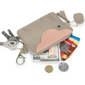 Mini Cute Little Elephant Coin Purse Coin Keychain Storage Bag Pu Coin Purse