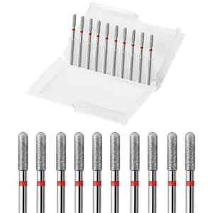 10pcs Round Barrel Cuticle Drill Bits,Carbide Diamond Nail Bits for Dead Skin Removal & Nail Shaping,3/32'' Two Way Rotate,Professional Nail Care Nail Art Manicure Pedicure Salon Tools(2.5mm)
