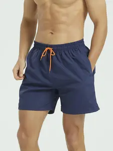 Men's Solid Color Swim Shorts, Regular Fit Casual Quick Drying Swim Shorts for Summer, Men's Swimwear Bottoms for Beach Vacation