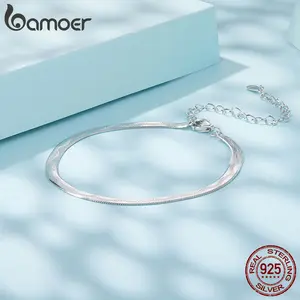 925 Sterling Silver Wide Snake Chain Bracelet Stackable Snake Printed Wrist Bracelet Pack for Women Dainty Gift