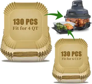 260 count Air Fryer Liners for Ninja Crispi 4-in-1 Portable Glass Cooking System, Disposable Ninja Crispy Air Fryer Accessories, Non-Stick Square  Paper Liners Unbleached