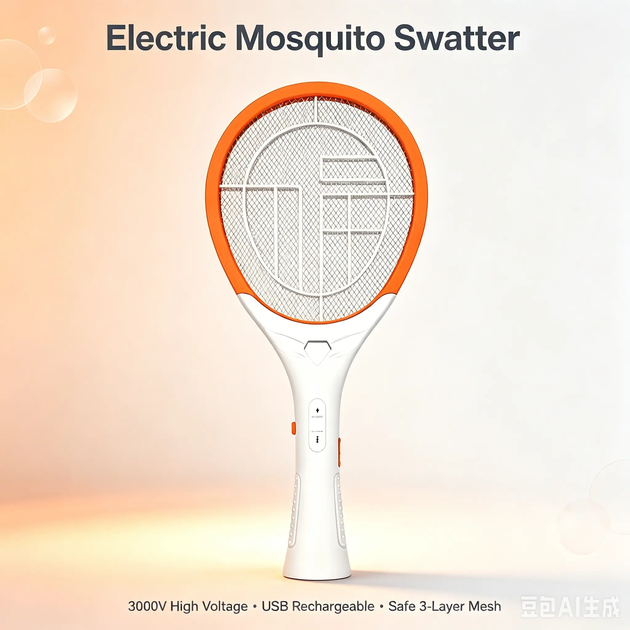 3000V Electric Mosquito Swatter USB Rechargeable Bug Zapper Fly Killer | 45.5cm Handle | 3-Layer Mesh | Chemical-Free | Safe Kids/Pets | Camping BBQ | 1 Month Battery