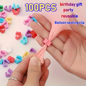 100 balloon sealing clips, reusable colored plastic cable ties, suitable for party decorations, weddings, youth parties, birthdays, Halloween decorations, Christmas decorations, quick knotting tool