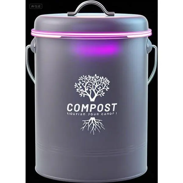 Gray Indoor Compost Bin with Charcoal Filter, Rust-Resistant Coated Compost Container, Odor-Resistant Kitchen Waste Bin, Eco-Friendly Compost Bucket with Lid, Durable Countertop Compost Pail