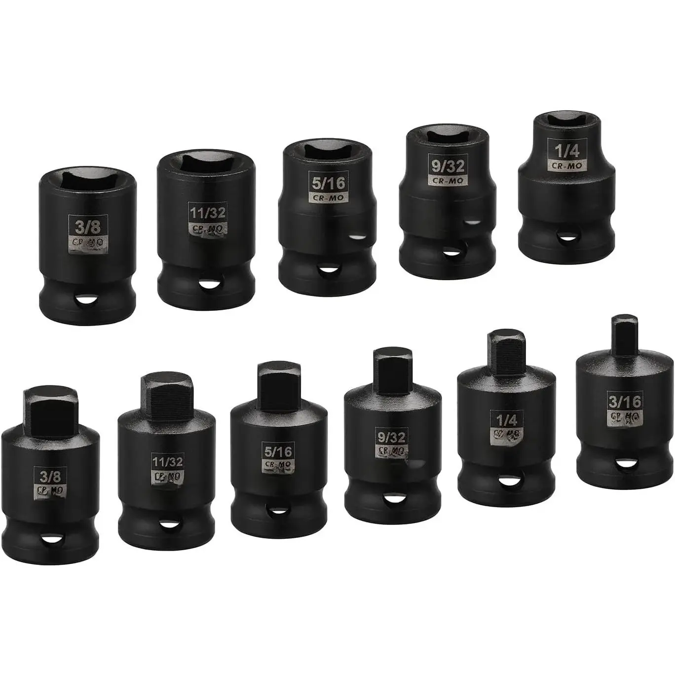 3/8-inch Drive Pipe Plug Socekt Set, SAE, CR-MO, Tapered Male Square Drive, Chamfered Female Square Drive,11 Pieces Set