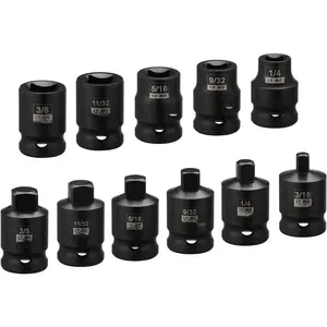3/8-inch Drive Pipe Plug Socekt Set, SAE, CR-MO, Tapered Male Square Drive, Chamfered Female Square Drive,11 Pieces Set