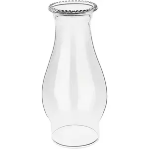 Clear Wave Style Hurricane Lamp Glass Shade - Oil Lamp Chimney Replacement for Kerosene Lamps, 3 Inch Base, 1 Pack