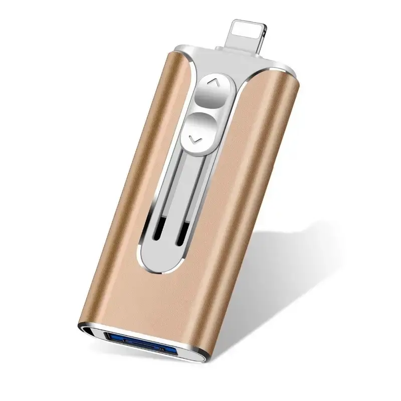 4-in-1 USB 3.0 External Flash Drive for iPhone Type-C Android PC, Easy Backup and File Transfer, iPhone Photo Stick Thumb Drive Pendrive Memory Stick, Plug and Play with App, 64GB 128GB 256GB 512GB 1TB