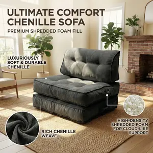 Indoor reading and resting single convertible sofa bed, simple folding and space saving small sofa, can be used in multiple combinations without assembly, compressed and packaged for safe transportation