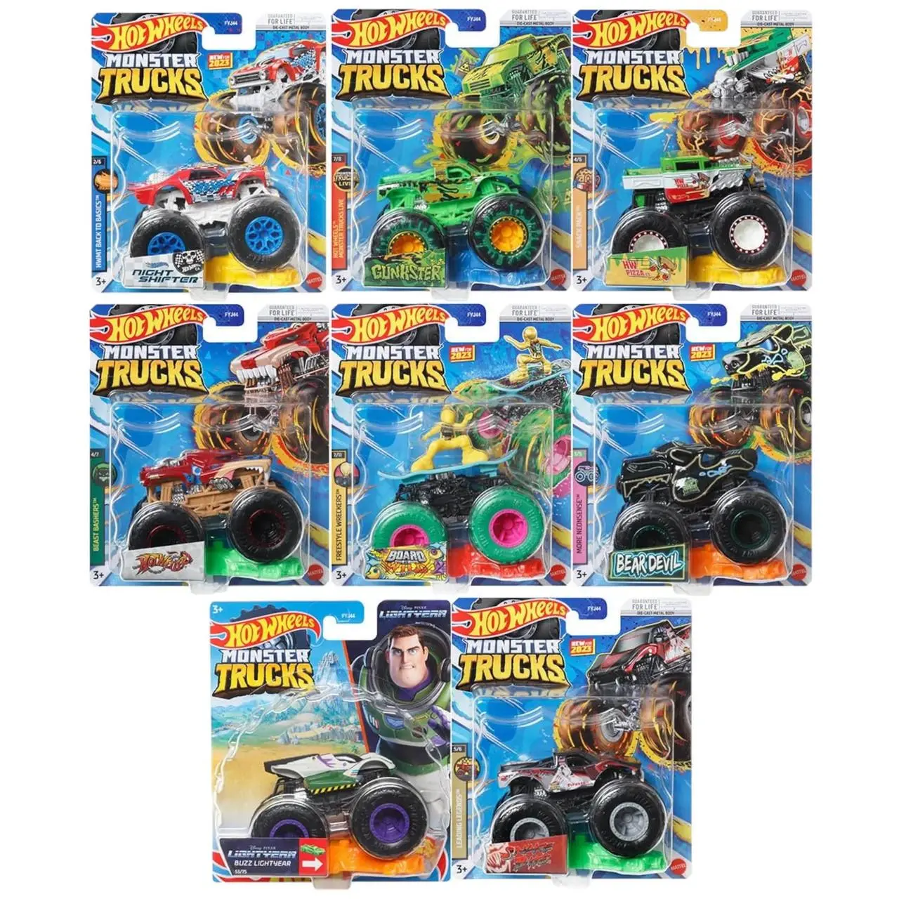Hot Wheels Monster Trucks Connect & Crash Car Complete Bundle of 8 FYJ44-995G