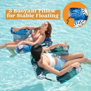 Inflatable Pool Lounge Chairs Thickened PVC Non-Slip Adjustable Backrest for Pool Party Beach Ergonomic Comfortable Design Lightweight Foldable