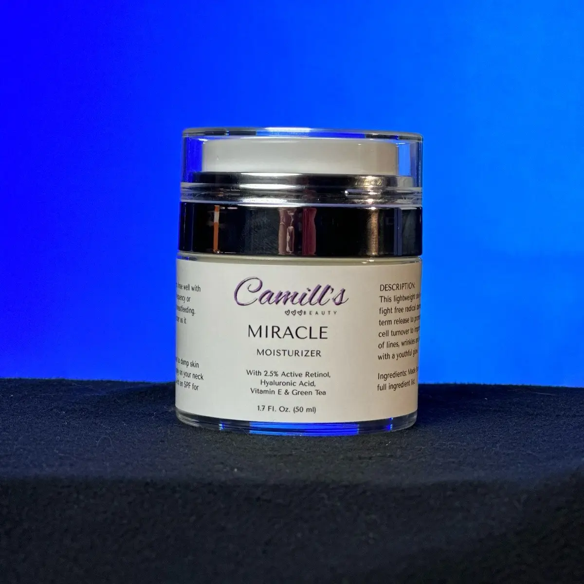 Camills Beauty MIRACLE MOISTURIZER With 2.5% Active Retinol, Hyaluronic Acid, Vitamin E & Green Tea