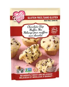 XO Baking Co. Gluten-Free & Rice-Free Chocolate Chip Muffin Mix Decadently Moist & Delicious with Generous Chocolate Chips 5.43 oz