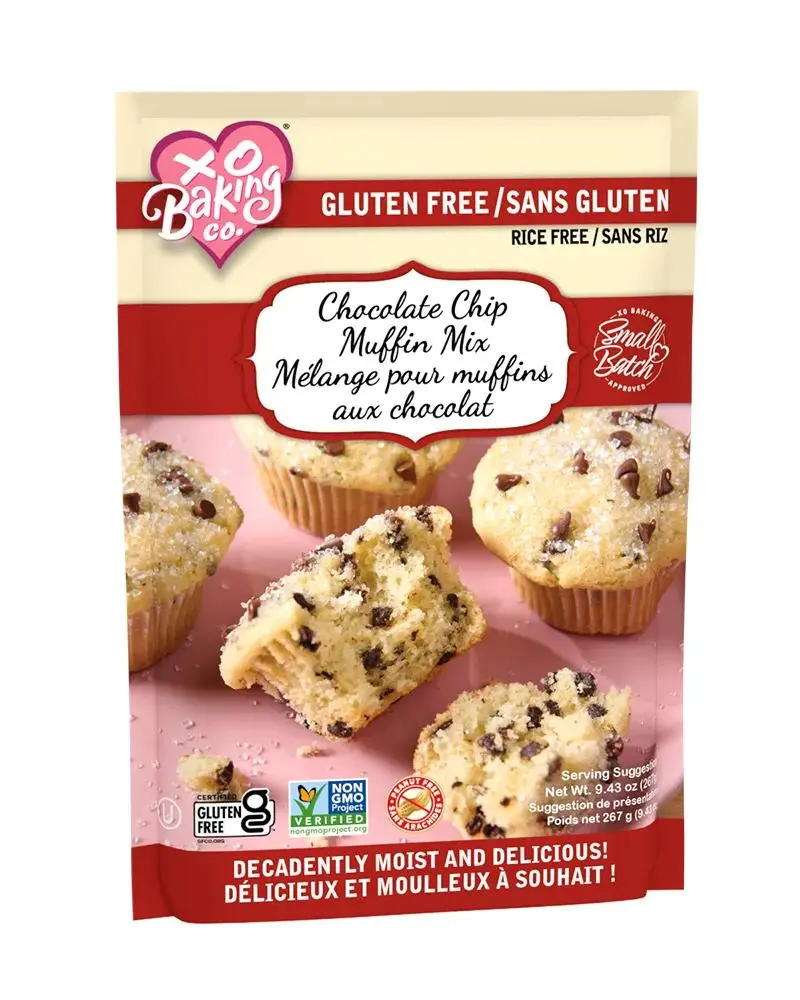 XO Baking Co. Gluten-Free & Rice-Free Chocolate Chip Muffin Mix Decadently Moist & Delicious with Generous Chocolate Chips 5.43 oz