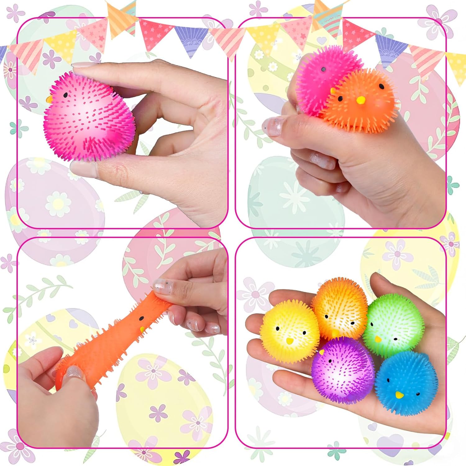 Prefilled Easter Eggs with Toys – 12PCS Glow in The Dark Stress Ball Squishy Toys, Easter Egg Fillers for Kids, Easter Basket Stuffers, Easter Egg Hunt Party Favors