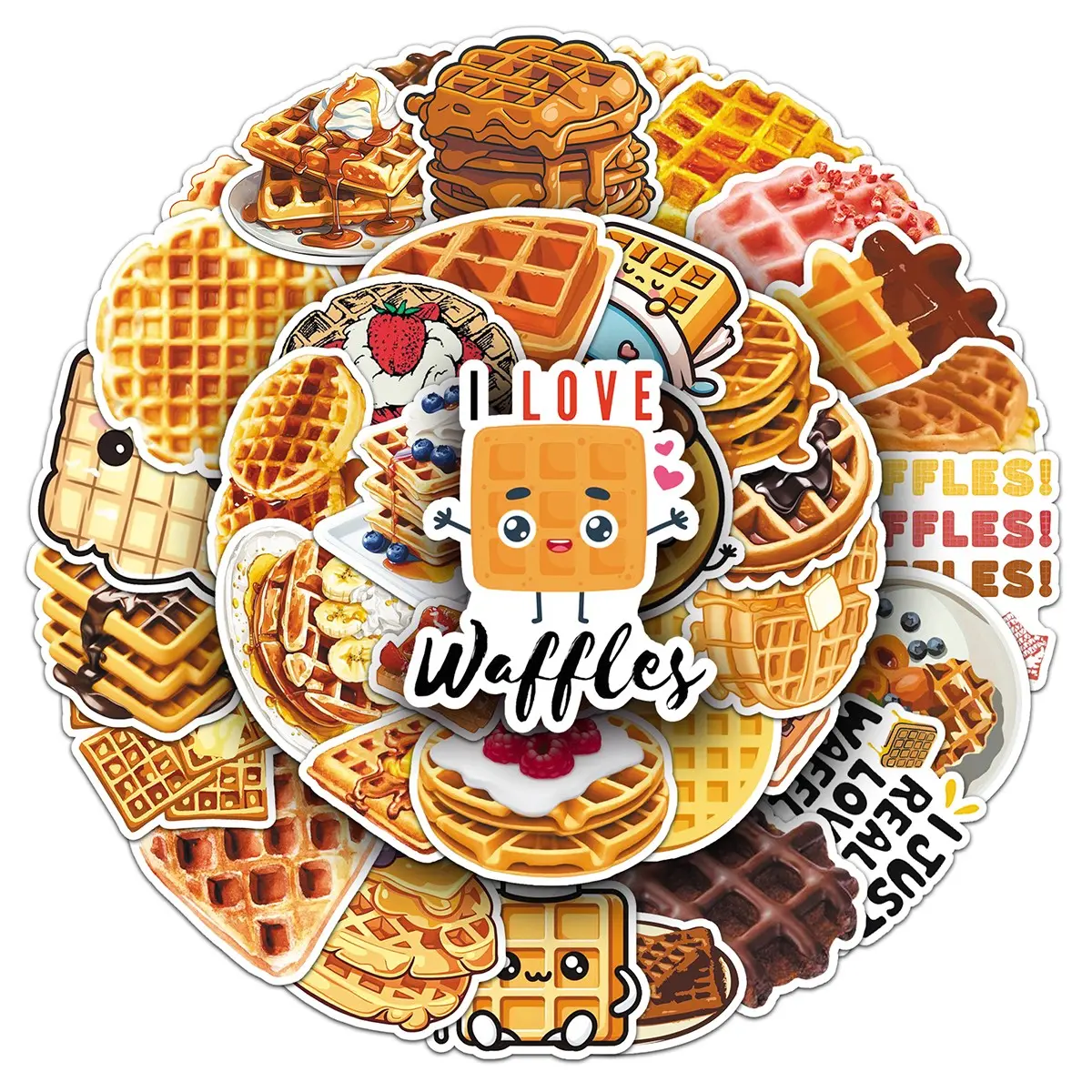 100sheets two sets of repetition waffle cream filled cartoon food stickers notebook water cup souvenir book decorative stickers Stickers Kit