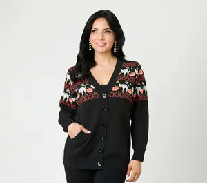 Unique Vintage Jack-O-Lantern Cat Fair Isle Button Cardigan
