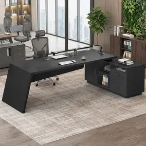 SIKAIC 78" L Shaped Desk with Power Outlets, Black Computer Office Desk