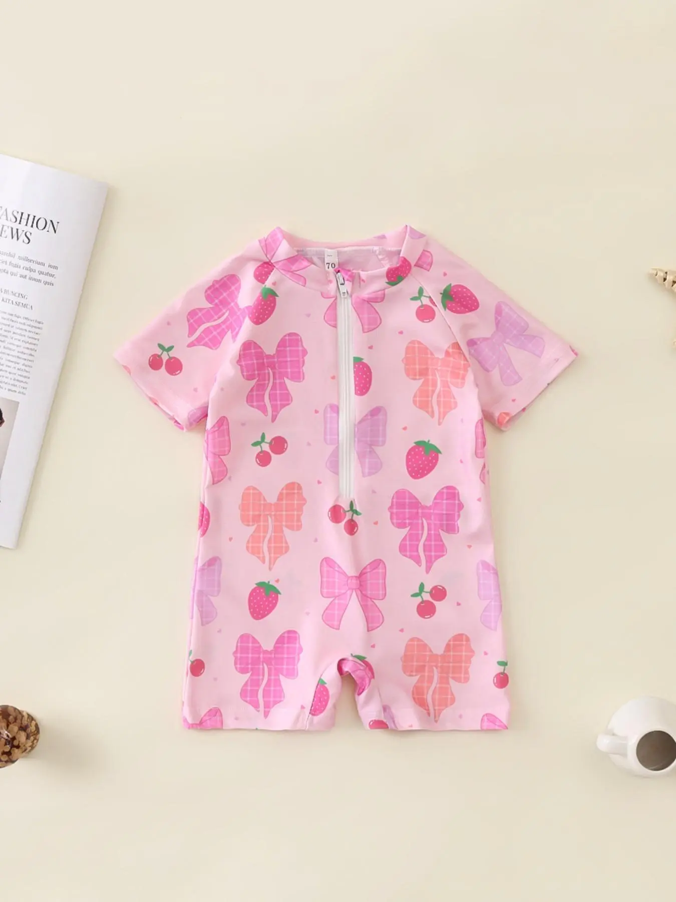 Girl's All Over Print One-Piece Swimsuit, Cute Swimwear for Beach Holiday Vacation, Kids Swimsuit for Summer, Toddler Swimsuit
