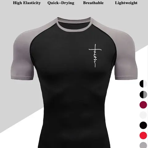 Men's Dragon Print Compression T-Shirt Activewear Clothing, Quick-Dry Breathable Stretch Fabric, Tight-Fitting Short Sleeve Top for Fitness and Outdoor Activities