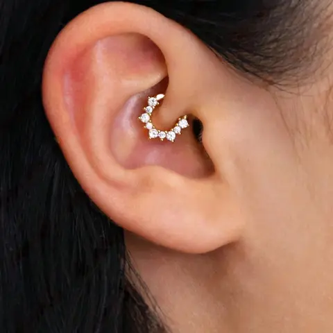1pc Paved Cubic Zirconia Daith Hoop Earring • Nose Ring • Nose Piercing Hoop • Conch Hoop • Hoop Earring • Clicker Hoops • Septum Cartilage Hoops • Nose Rings Hoops • Nose Ring Jewelry