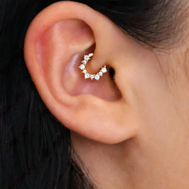 1pc Paved Cubic Zirconia Daith Hoop Earring • Nose Ring • Nose Piercing Hoop • Conch Hoop • Hoop Earring • Clicker Hoops • Septum Cartilage Hoops • Nose Rings Hoops • Nose Ring Jewelry