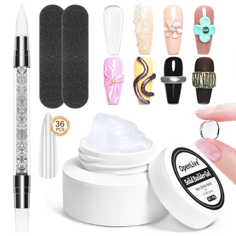Solid Builder Gel for Nails- 45g Large Volume 3D Sculpting Gel for Nail Extension Art, Non-Sticky, U V Lamp Curing Required, Salon Home DIY Use.