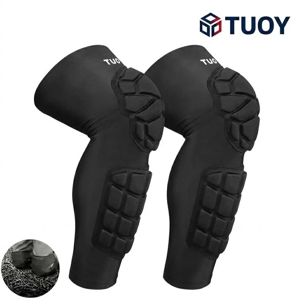 TUOY Heavy-Duty Foam Gel Knee Pads for Men, Non-Slip Construction Gear with Adjustable Straps for Flooring and Cleaning