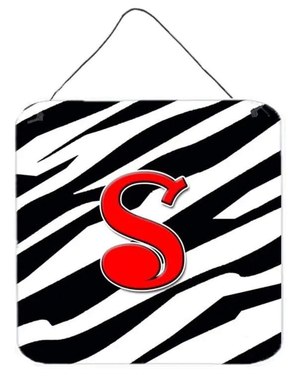 Letter S Initial Monogram Red Zebra Aluminium Metal Hangable Decor - Wall Decor, Letter Graphic Hanging Accent for Room Walls or Doors, Letter Graphic Hanging Decor