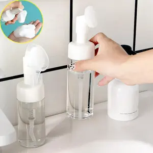 Clear Empty Facial Cleaner Foaming Bottle, Refillable Soap Foaming Bottle with Cleaning Brush Head, Mousse Foam Bottle Pump Dispenser Foamer Bottle, Travel Dispenser Bottle, Makeup Tool, Skincare Tool