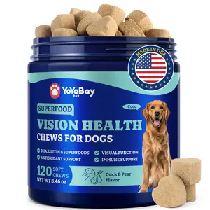 Eye Supplement for Dogs - YoYoBay 120 Soft Chews for Dog Vision Health with Cod Liver Oil, Antioxidants, Omega 3 Fatty Acids & Vitamins - Eye Support for Dogs with Superfood - Duck & Pear Flavor