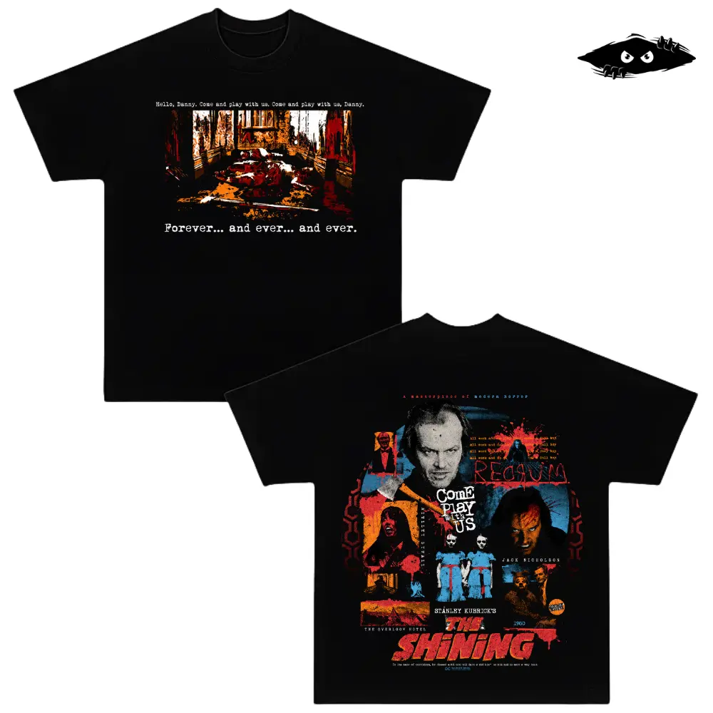 The Shining Come Play With Us Shirt, Double Sided Vintage Horror Movie T-Shirt, Jack Nicholson Stephen King Graphic Tee, Heavyweight Cotton Oversized Streetwear, Classic Film Fan Gift, Halloween Gift Menswear Top