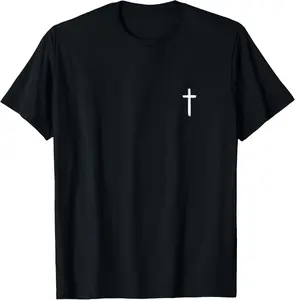 100% Cotton Unisex Small Cross Subtle Christian Minimalist Religious Faith T-Shirt