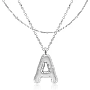 Bubble Letter Necklace Gold Women -  Initial Necklaces for women, Dainty Letter Gold Necklace, Layered Gold Necklaces, Trendy Initial Necklaces Jewelry