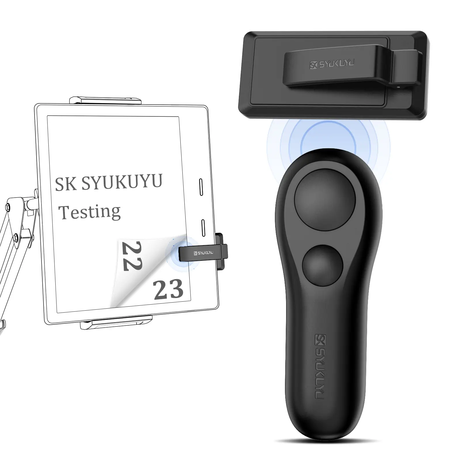 SK SYUKUYU RF Remote Control Page Turner for Kindle Reading Ipad Surface Comics, iPhone Android Tablets Reading Novels Taking Photos(Black) Wireless Remote