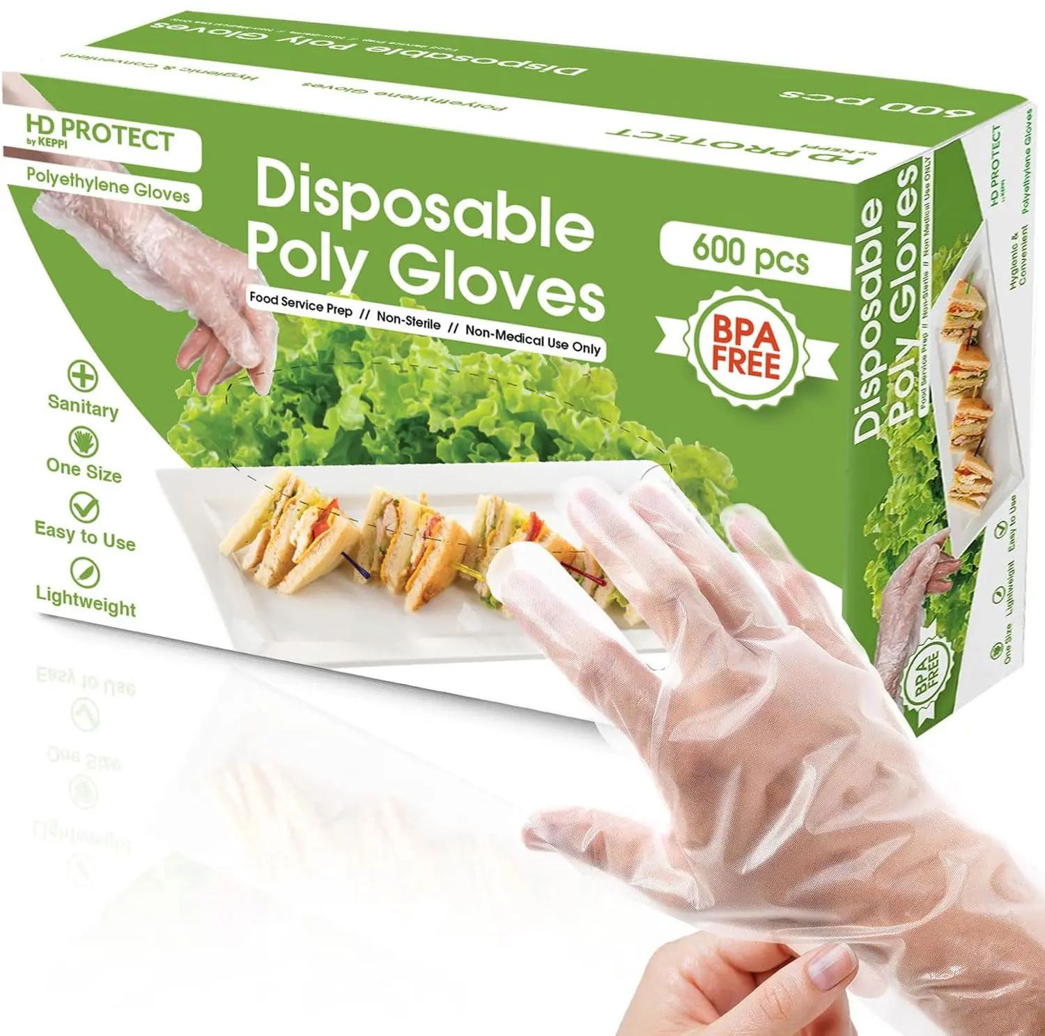 600 Pack Disposable Food Prep Gloves – Clear Polyethylene, Latex-Free, BPA-Free, Powder-Free – Bulk Kitchen Cooking, Catering, BBQ, Baking, Restaurant, Food Handling & Serving Gloves