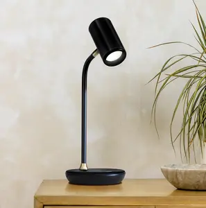 Brightech Ezra Office Desk Lamp - Wireless Charging Pad and Color Temperature Changing Light Options – Living Room Table Light for Midcentury, Contemporary Décor