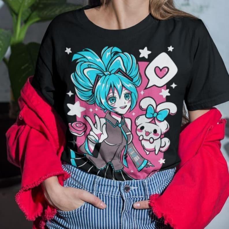 Vocaloid Hatsune Miku × Sanrio Cinnamoroll Anime Manga Unisex Tshirt T-Shirt Tee