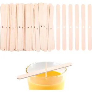 50 Pcs Wooden Wick Holders, Adjustable Candle Wick Centering Tool & Stabilizer for Candle Making Supplies, DIY Candlemaking Tools and Accessories