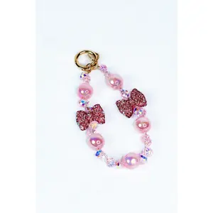 Marble Ball & 3D Bow Wristlet Keychain