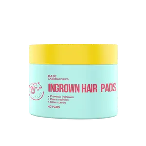 Base Laboratories Ingrown Hair Pads with AHA + BHA Exfoliating Post-Shave Pads to Reduce Razor Bumps Clear Pores & Smooth Skin for Bikini Line Underarms Legs & Face