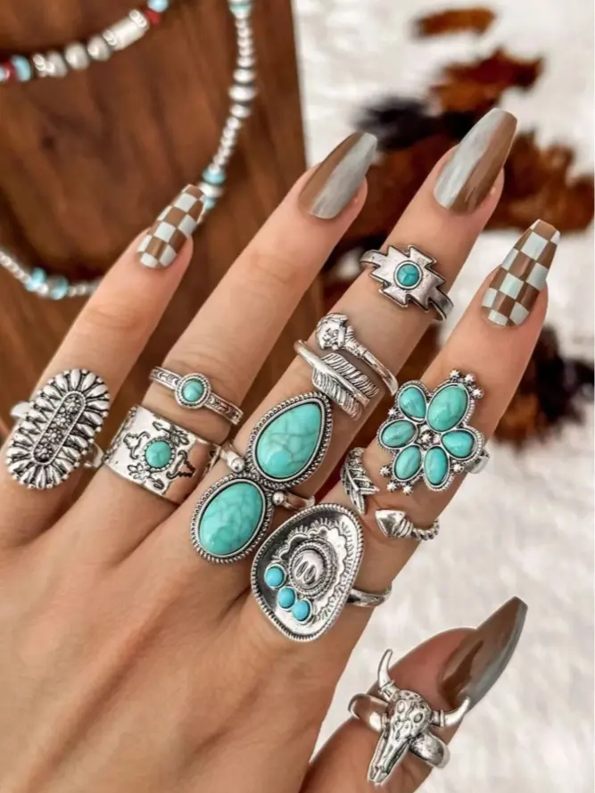 10PCS Western Cowgirl Ring Set for Women | Vintage Stackable Rings | Boho Country Style Fashion Jewelry | Everyday Wear, Party & Gift